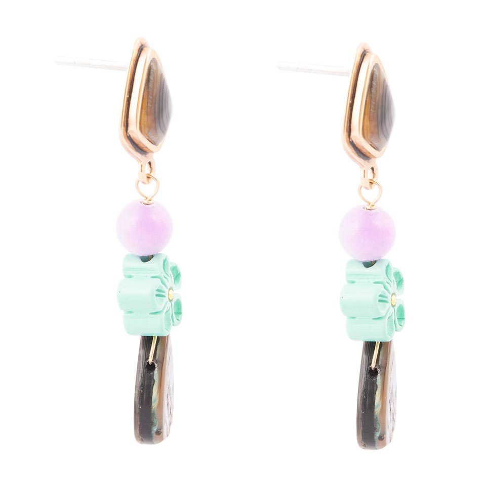 Boucles d'oreilles pendantes Aruba Blue Abalone Golden Drop