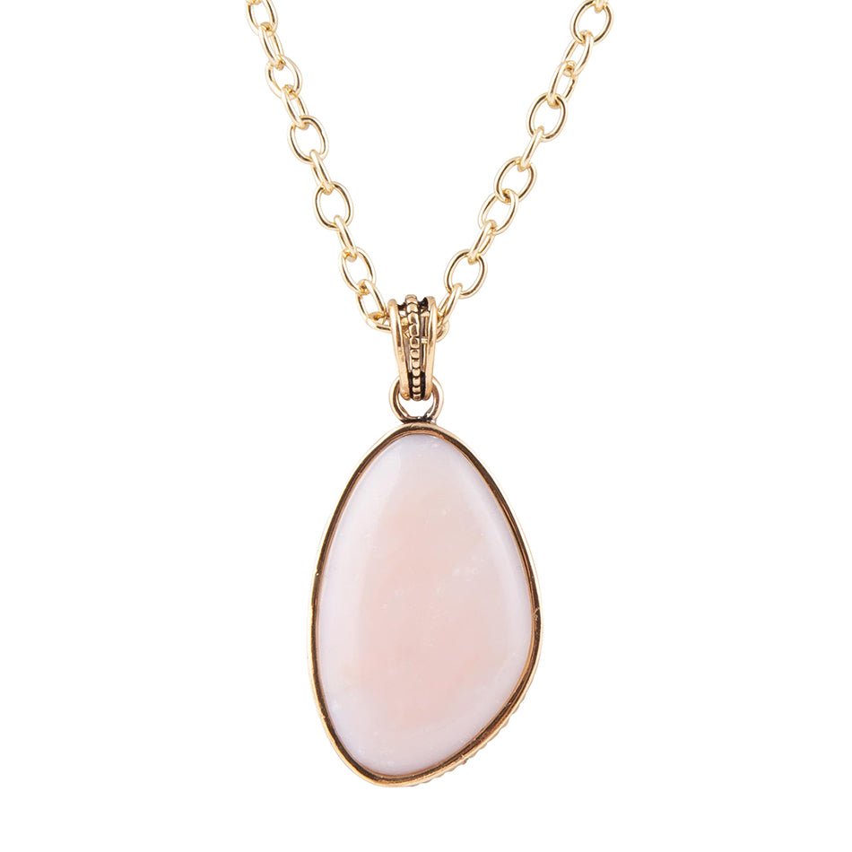 Aruba Pink Opal Goldener Anhänger Halskette