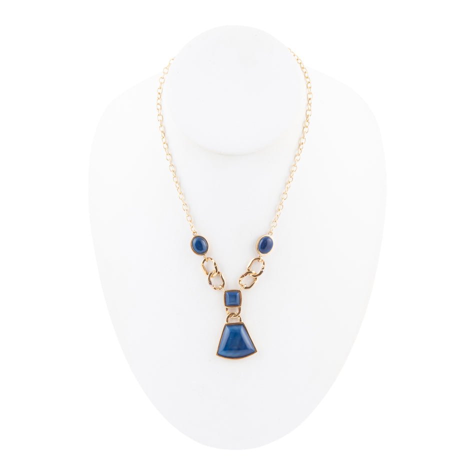 Athena Blaue Achat Gold Statement-Kette