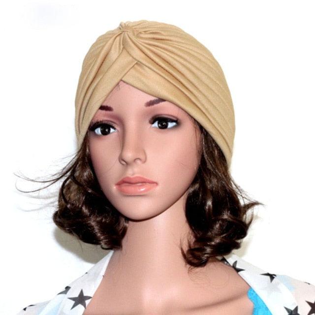 Autumn Winter Warm Headwear Soft Shine Silver Gold Lightweight Knot Twist Turban Headbands Cap Casual Streetwear Hats For Women