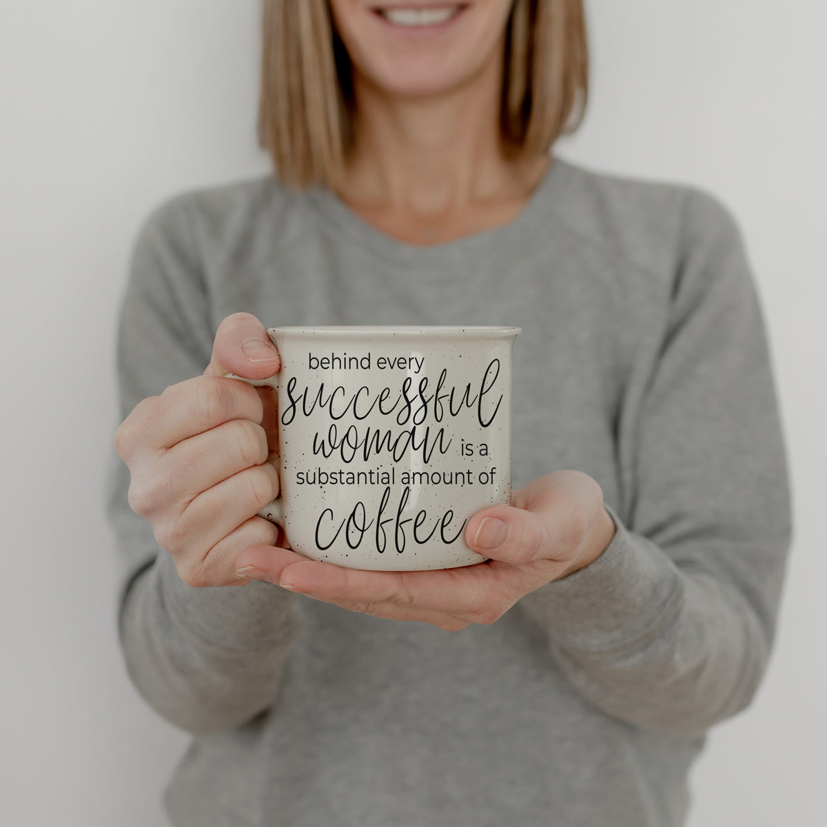 Successful Woman 14.5oz Ceramic Campfire Mug Double-Sided White Sesame Glaze