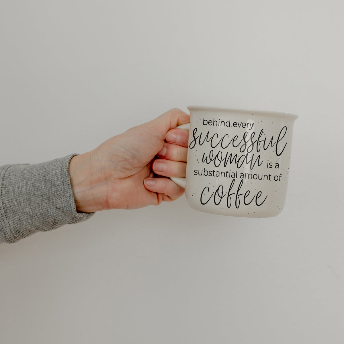 Successful Woman 14.5oz Ceramic Campfire Mug Double-Sided White Sesame Glaze