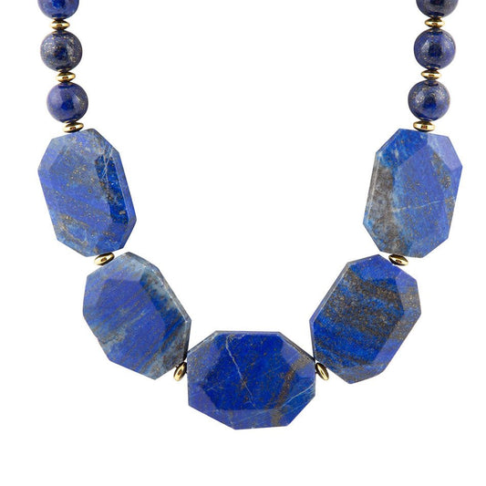 Collier plastron Azul Blue Lapis doré