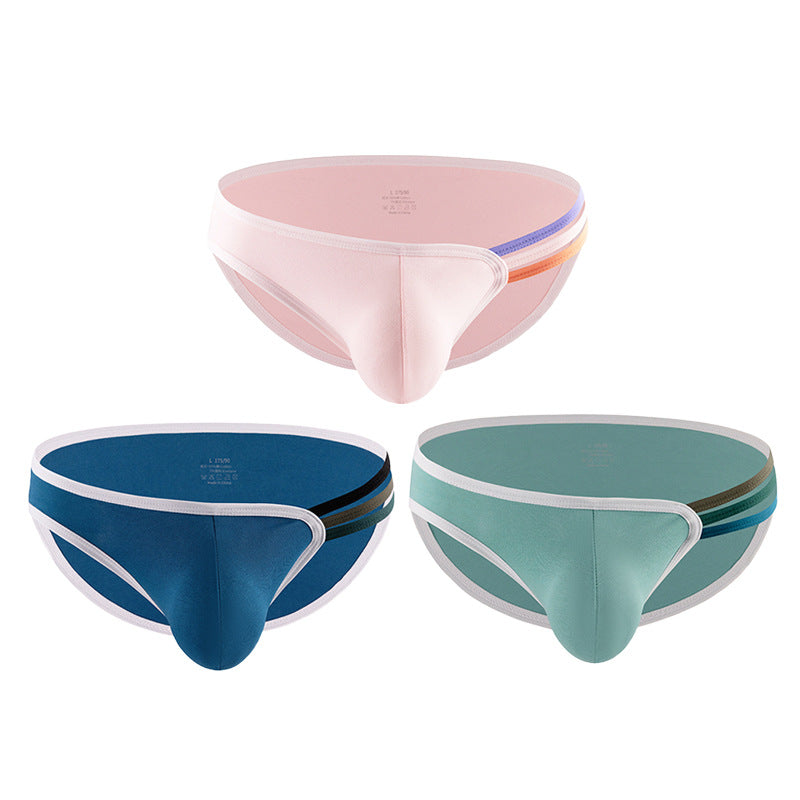 Men's T-shape Rainbow Cotton Breathable Sexy High Elastic Briefs U Bag