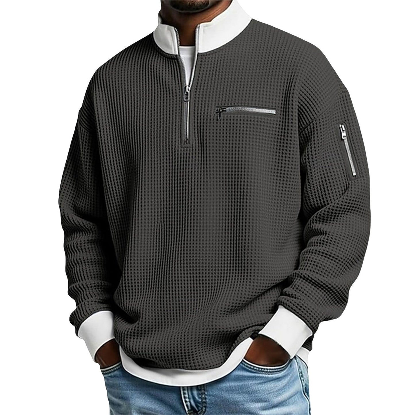 Mens Sports Zip-Up Long-Sleeve Sweatshirt