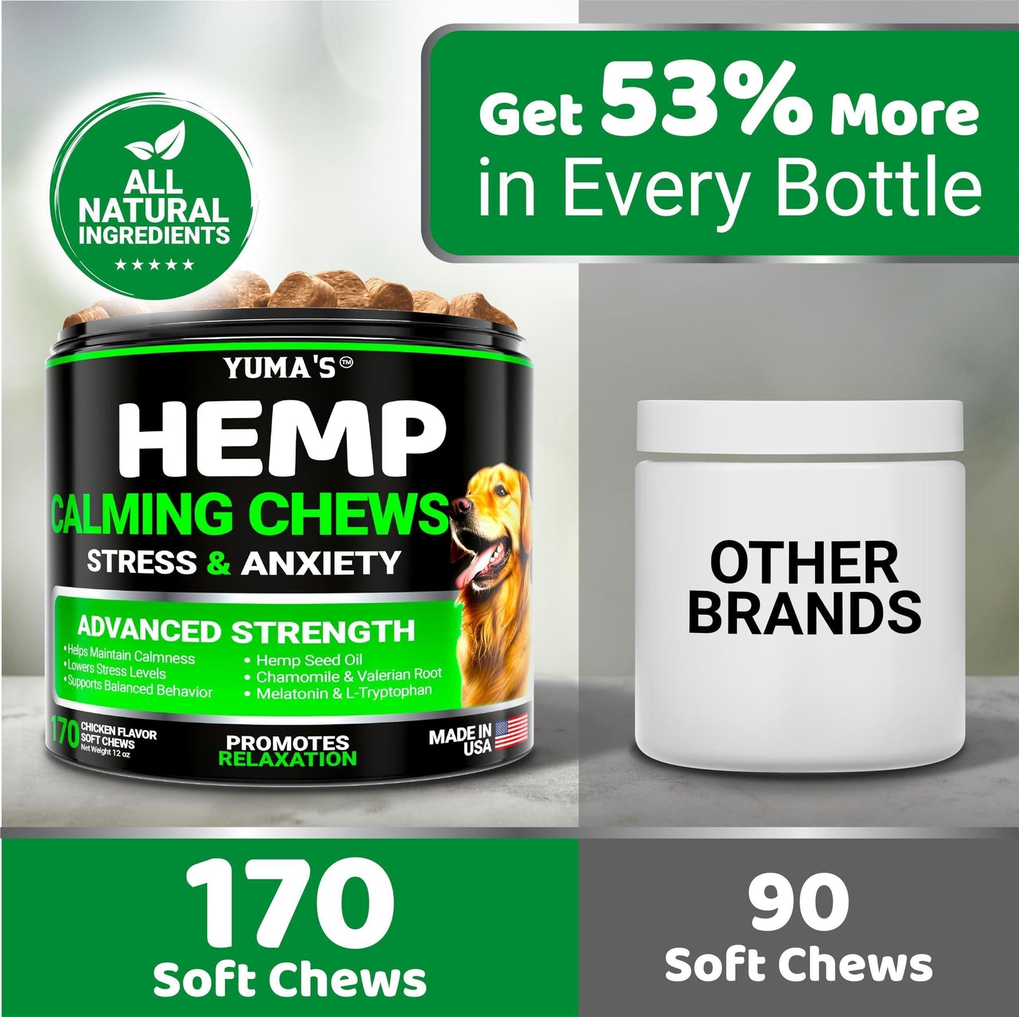 Hemp Calming Chews for Dogs 170 Count Chicken Flavor