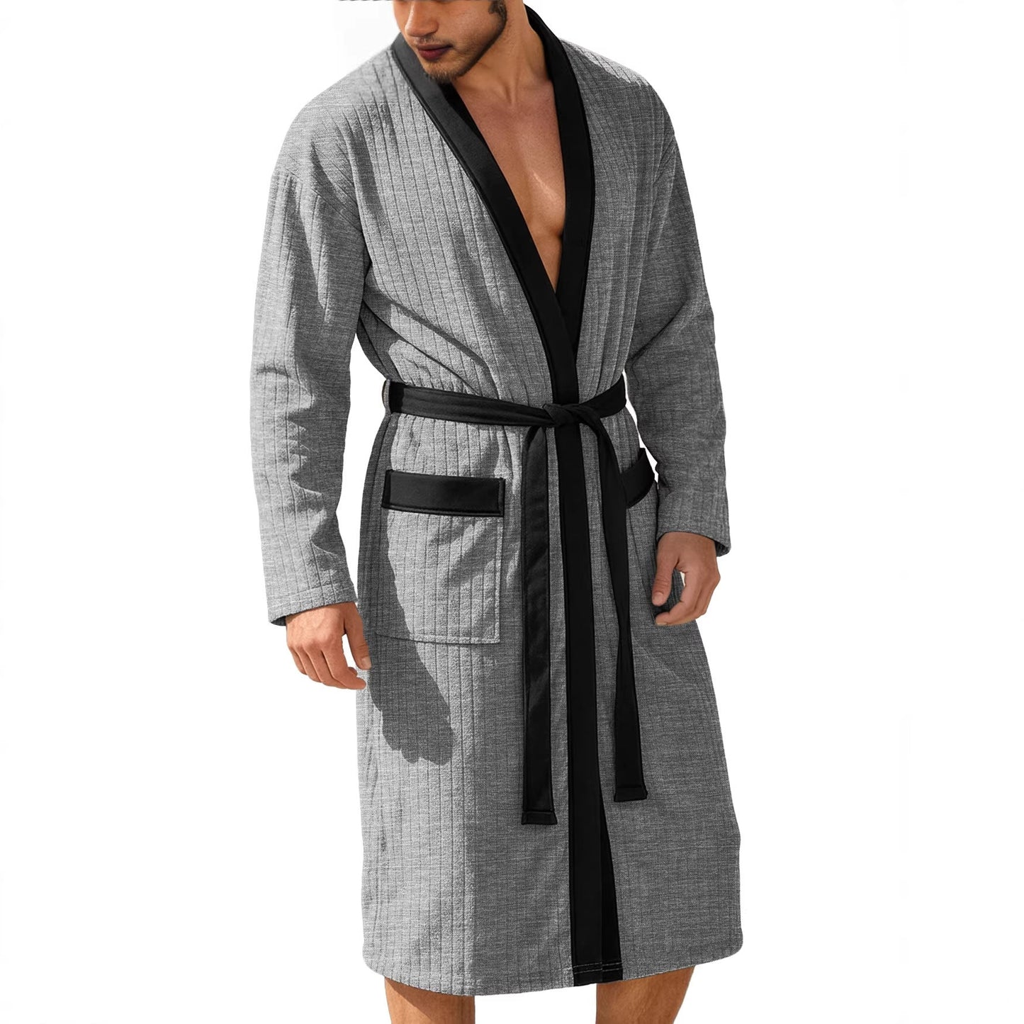Men's Long Jacquard Soft Solid-Colored Belt