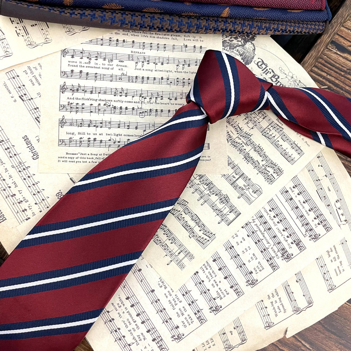 Retro Coffee Color Orange Red Striped Tie Hand Hit 8CM Men
