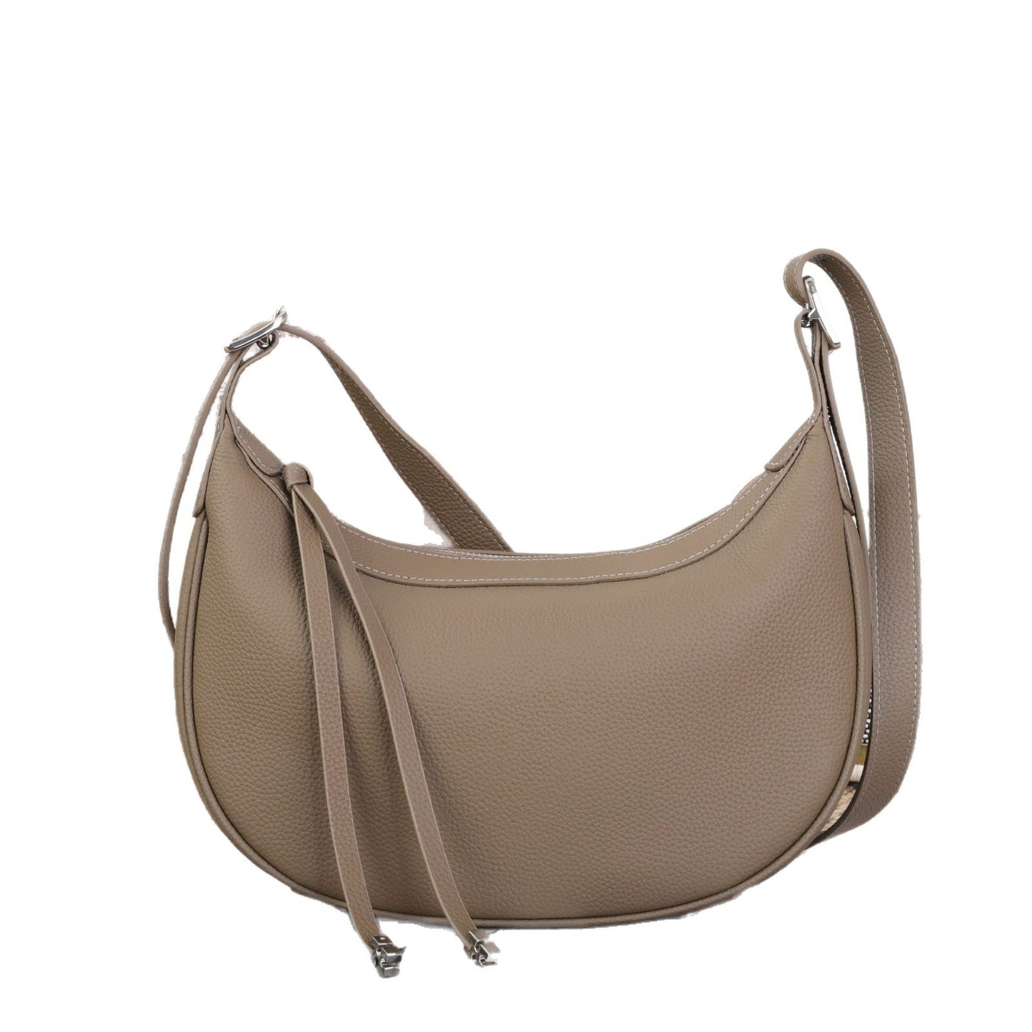 Cross-border Fashion Minimalist Top-grain Leather Dumpling Bag, Genuine Leather Women's Bag, Light Luxury Shoulder And Crossbody Half-moon Underarm Bag