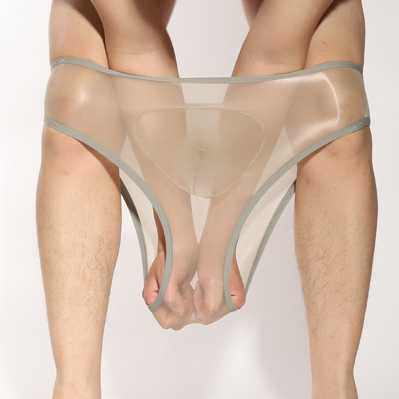 Shiny Transparent Briefs Nylon Ultra-thin Silky Breathable Bullet Separation