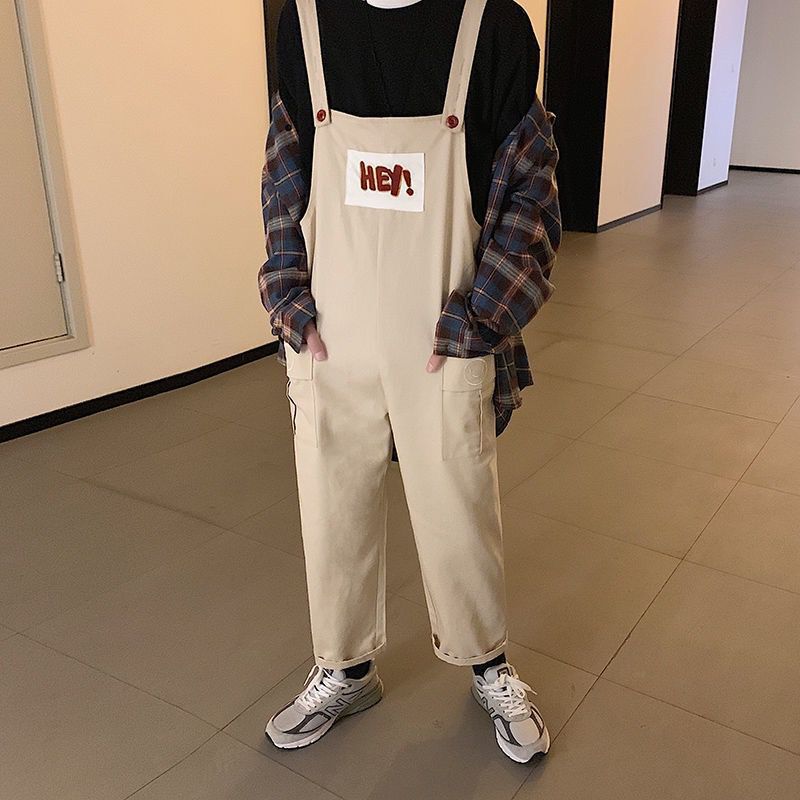 Men's Retro Casual Straight-Leg Work Overalls With Suspender Straps