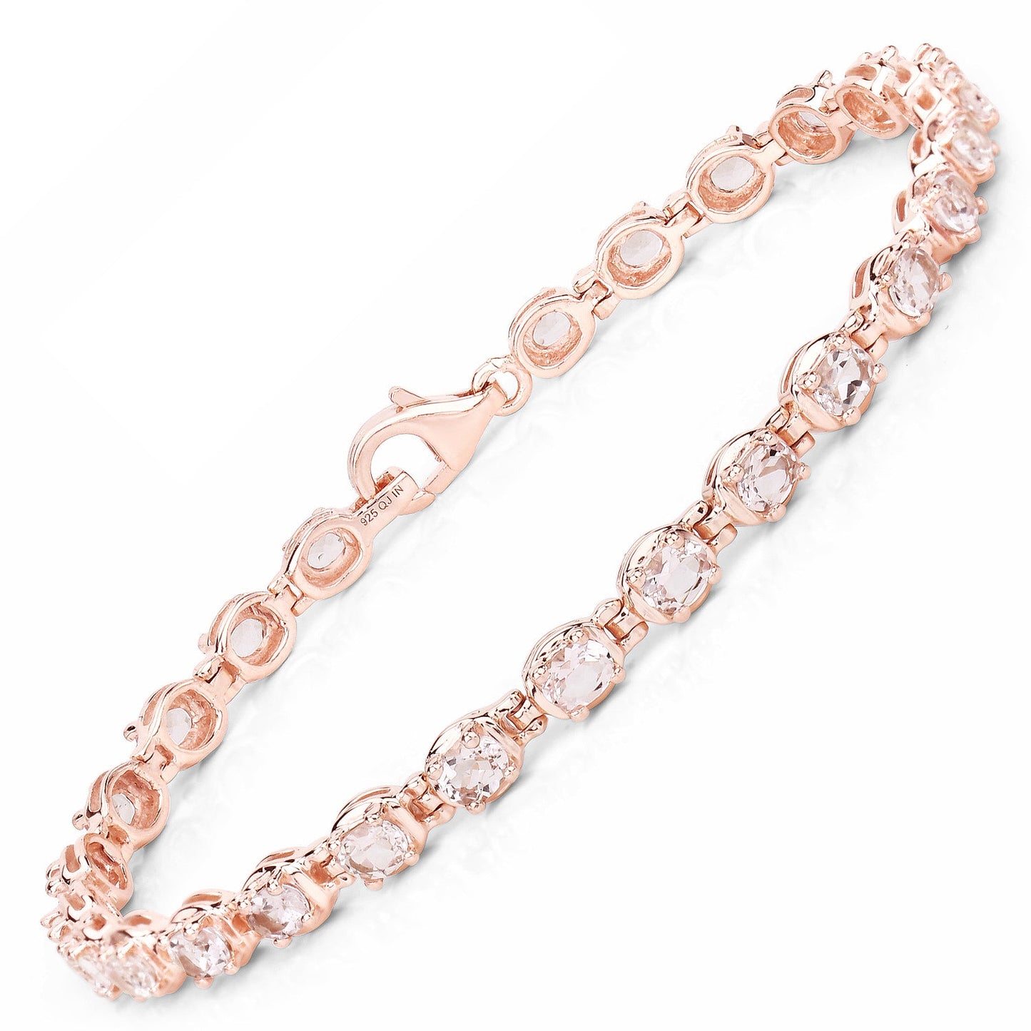 Armband aus 14K Roségoldplattiertem .925 Sterling Silber mit 3.90 Karat echtem Morganit