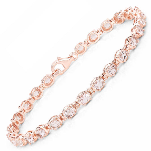 Armband aus 14K Roségoldplattiertem .925 Sterling Silber mit 3.90 Karat echtem Morganit