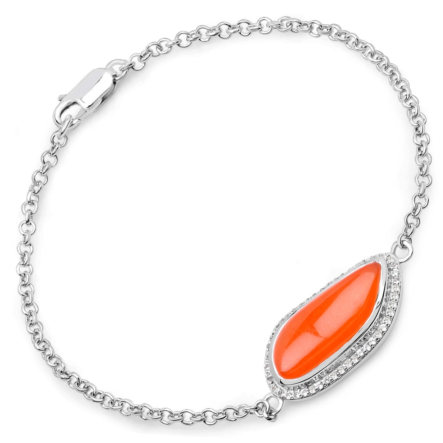 5.50 Karat echtes Karneol- und Weißtopas-Armband aus 925er Sterlingsilber