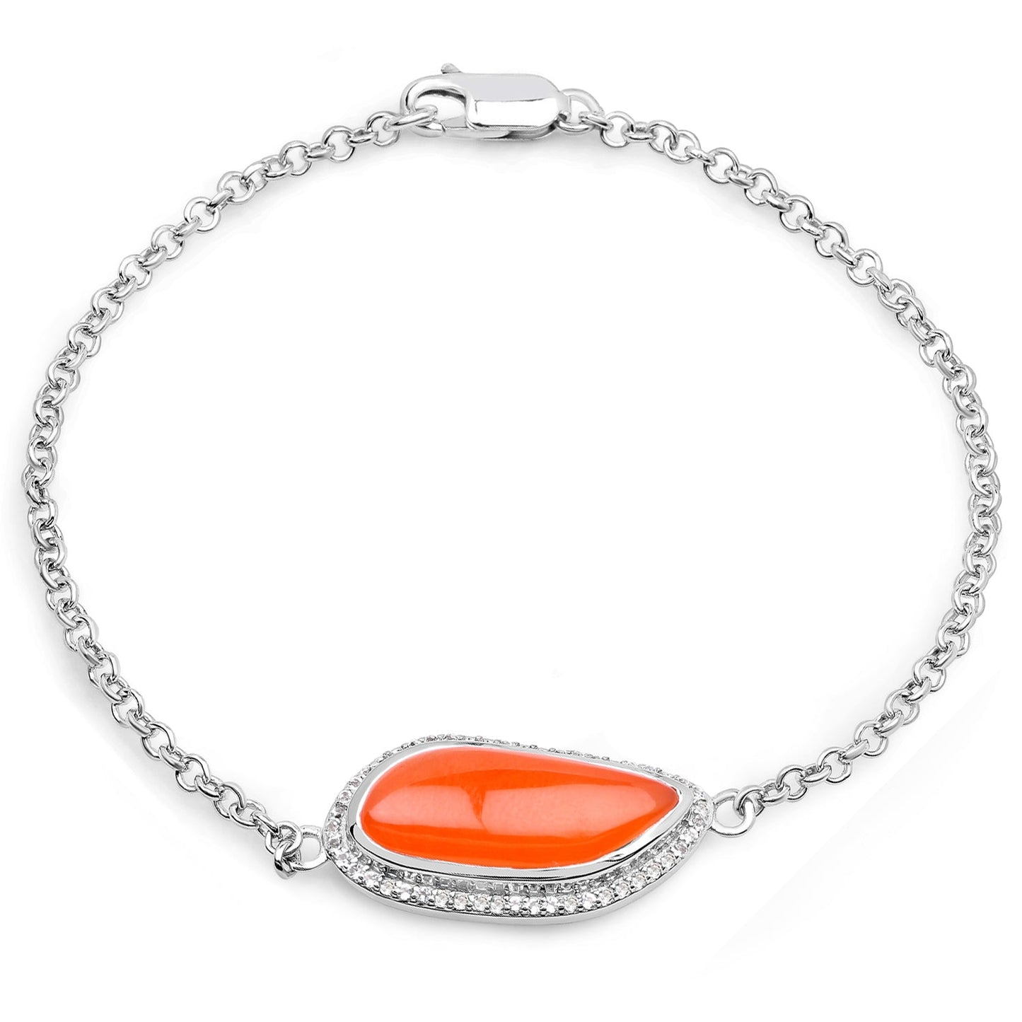 5.50 Karat echtes Karneol- und Weißtopas-Armband aus 925er Sterlingsilber