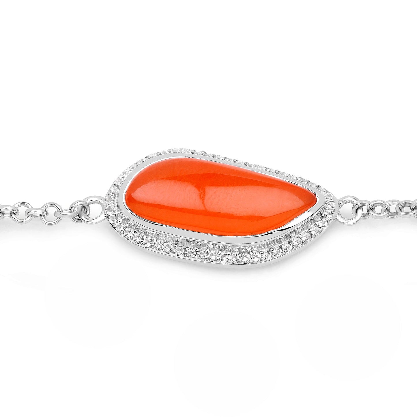 5.50 Karat echtes Karneol- und Weißtopas-Armband aus 925er Sterlingsilber