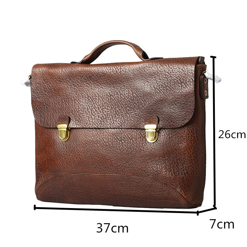 Men's Genuine Leather Handmade Retro Handbag