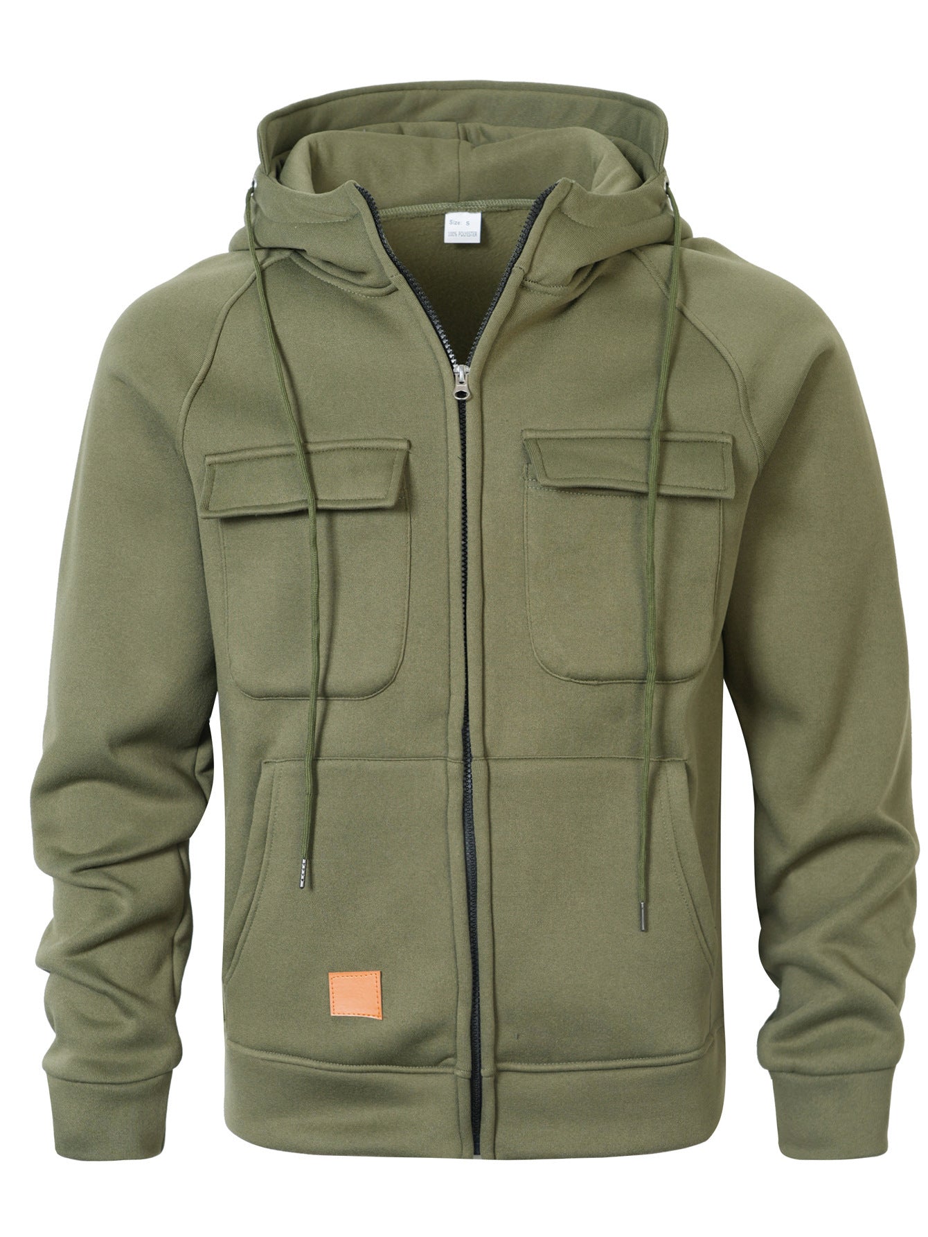 Mens Loose-Fit Hoodie With Multiple Pockets And A Stand-Up Collar