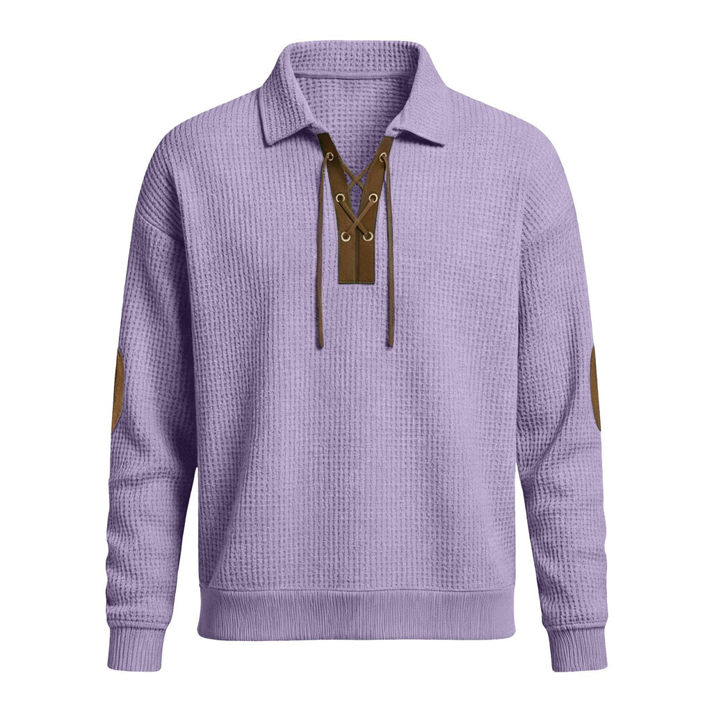 Mens Fashion Solid-Color Long-Sleeve Loose-Fit Sweatshirt