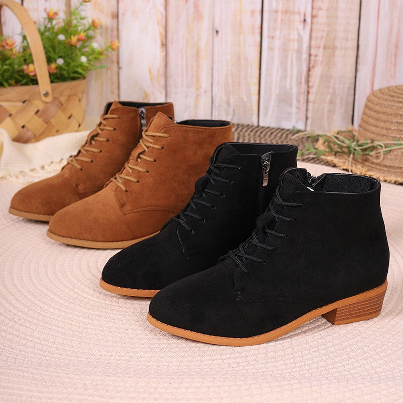Womens Suede Short Slim-Fit Boots