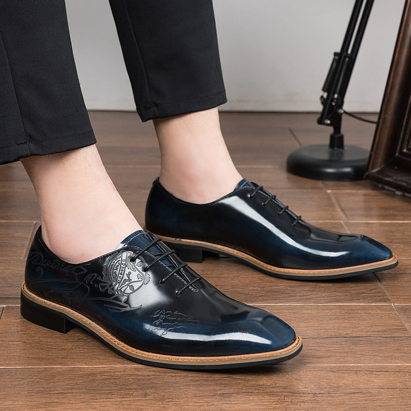 Short Laser Carved Calf Head Leather Shoes