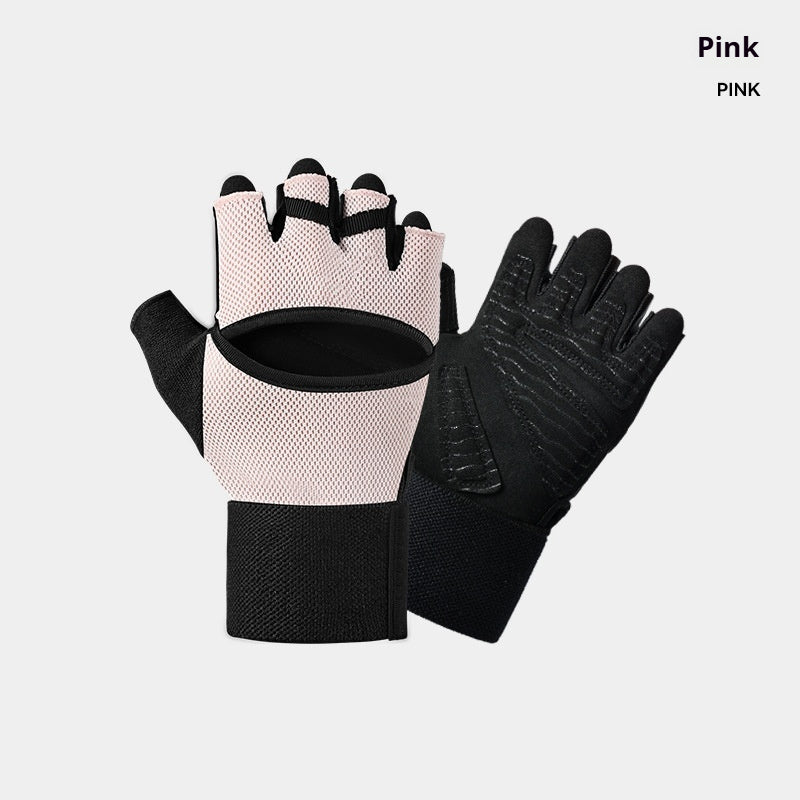 Gym Gloves With Built-in Wrist Straps For Pull-up Bars