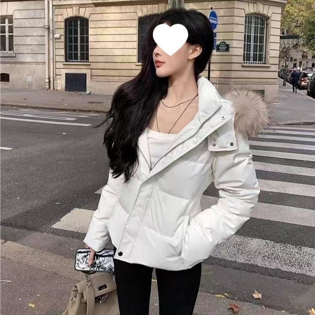 New Winter Short Detachable Padded Fur-collar Insulated Coat