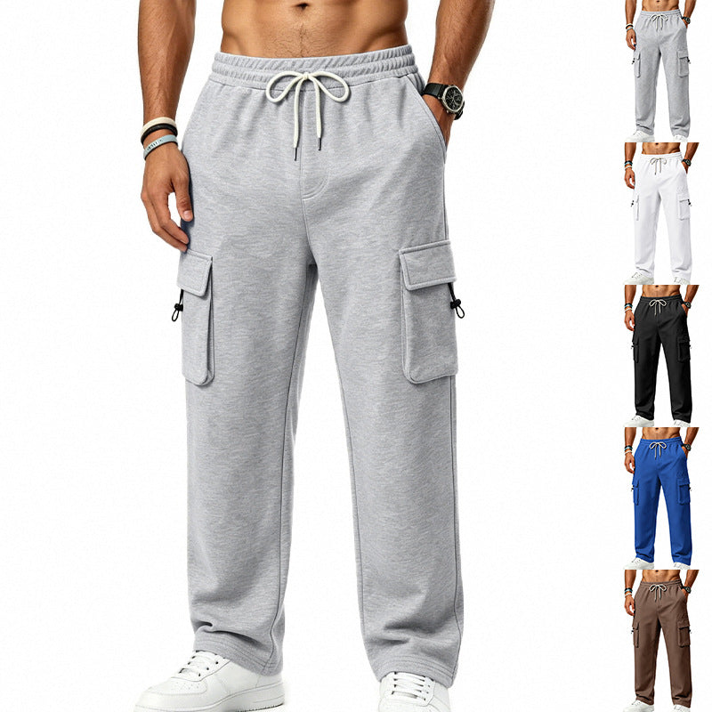 Mens Sporty-casual Multi-pocket Utility Trousers