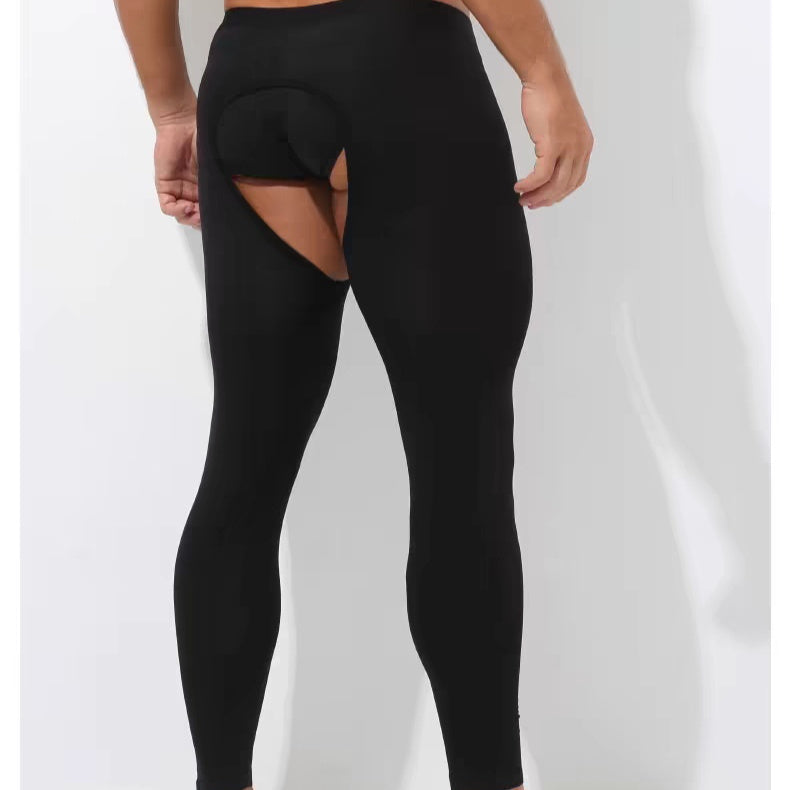 Men's Open Crotch Thermal Pants Thin Leggings Modal Autumn Winter Tight Inside Wear Free