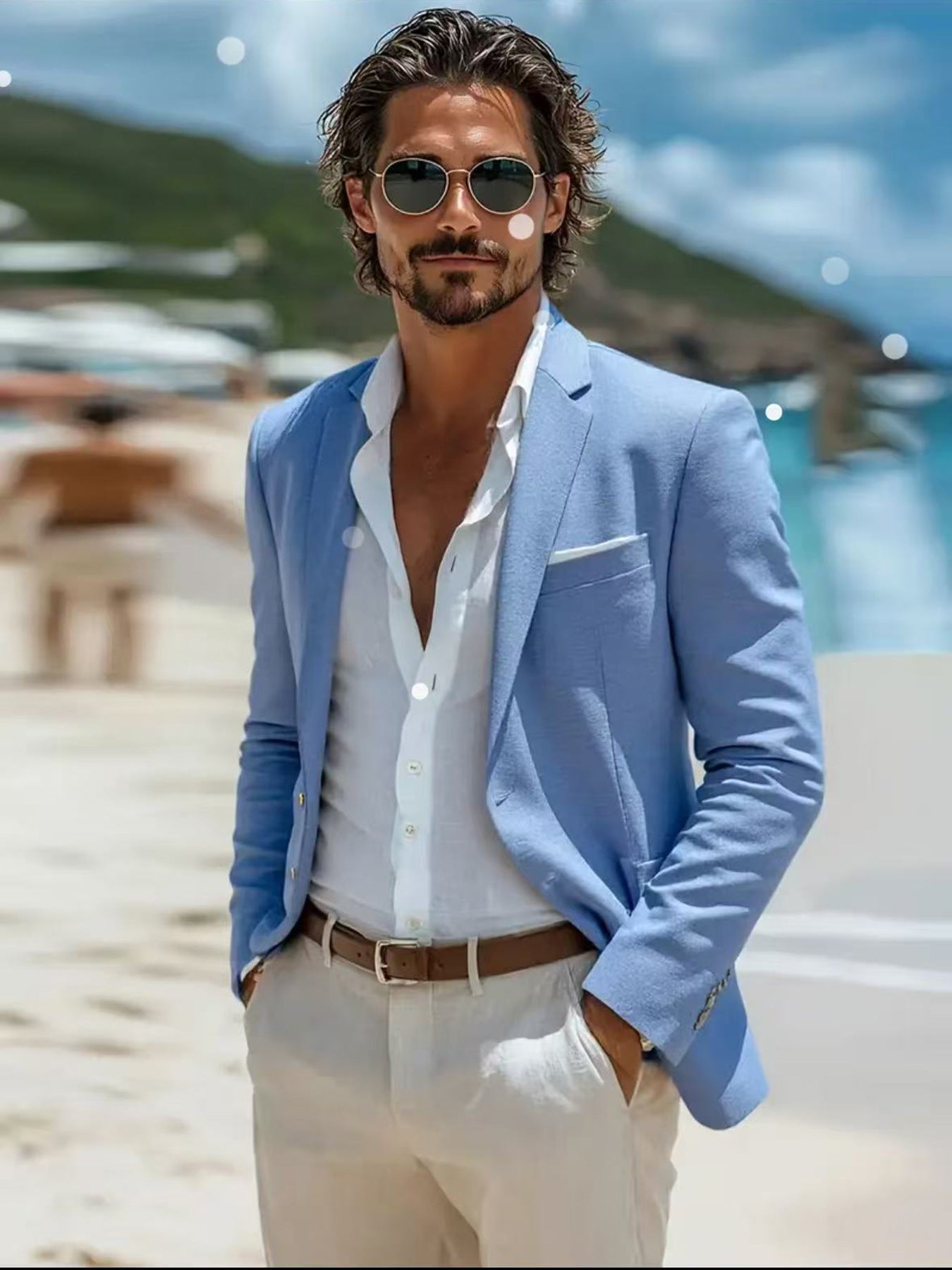 Mens Slim-fit Casual Suit Jacket, Fashionable Mens Outerwear