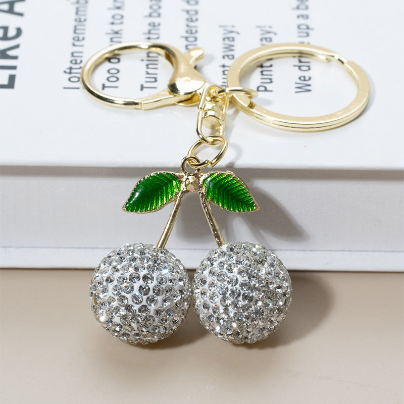 Creative And Cute Diamond-studded Little Cherry Keychain