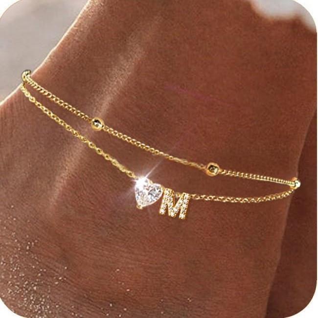 Womens Adjustable Delicate Versatile Double-layer Anklet Set