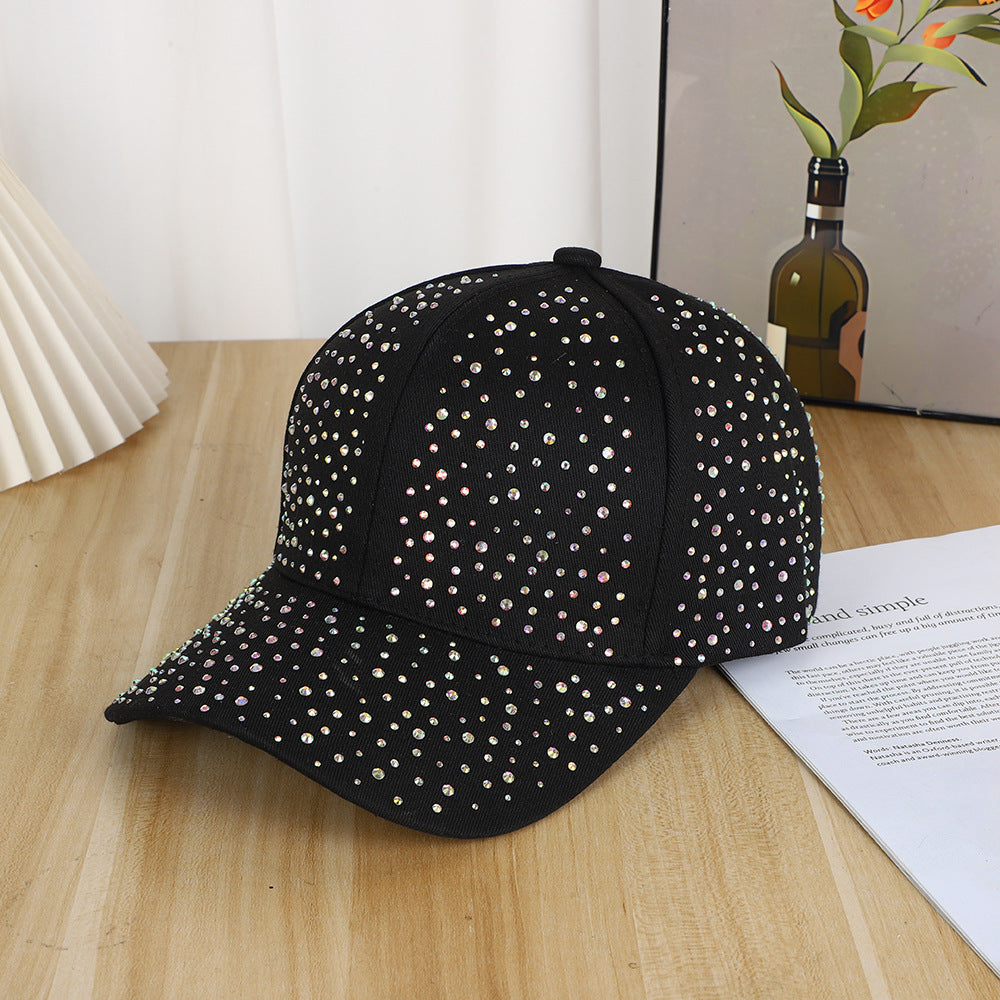 Star-shaped Beaded Baseball Cap With Diamonds - Simple And Casual Style, Suitable For Both Men And Women For Outdoor Outings, Stage Performances.
