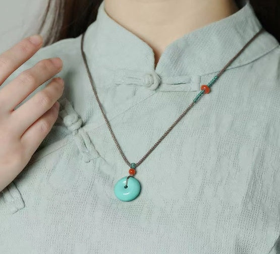 High Porcelain Turquoise Bread Ring Safety Buckle