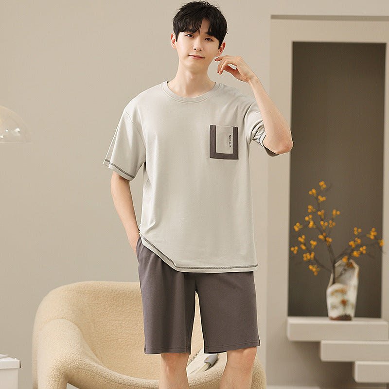 Men's Soft Short Sleeve 2 Casual Plus Size Pajamas Suit