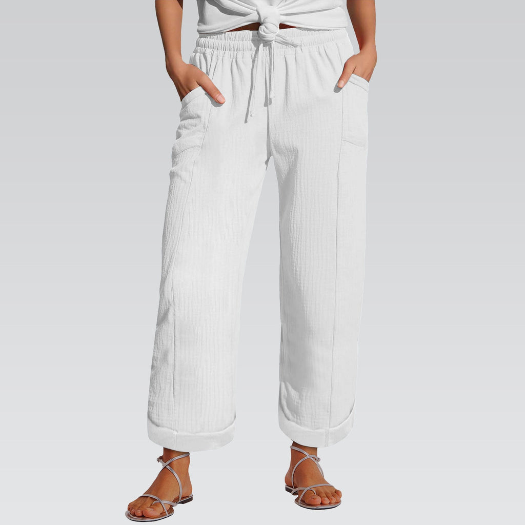 High-waisted Belted Loose-fitting Wide-leg Trousers For Women