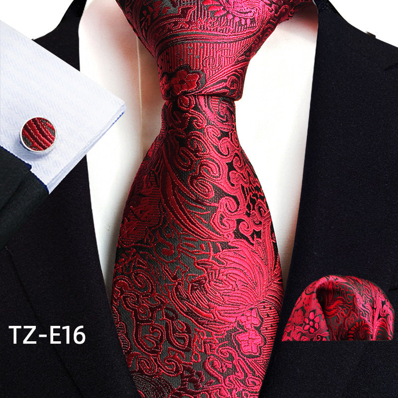 Paisley Tie Square Scarf Pocket Square Cufflinks Three-piece Set