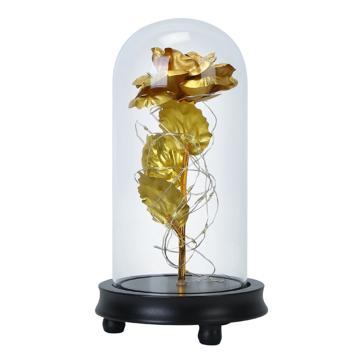Guirlande Lumineuse LED Rose en Aluminium Lampe Rose Fée avec Dôme en Verre pour la Saint-Valentin la Fête des Mères un Mariage un Anniversaire