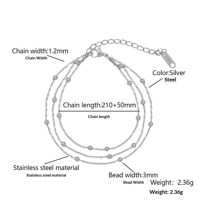 Fashionable And Minimalist Multi-layer Metal Bead Anklet