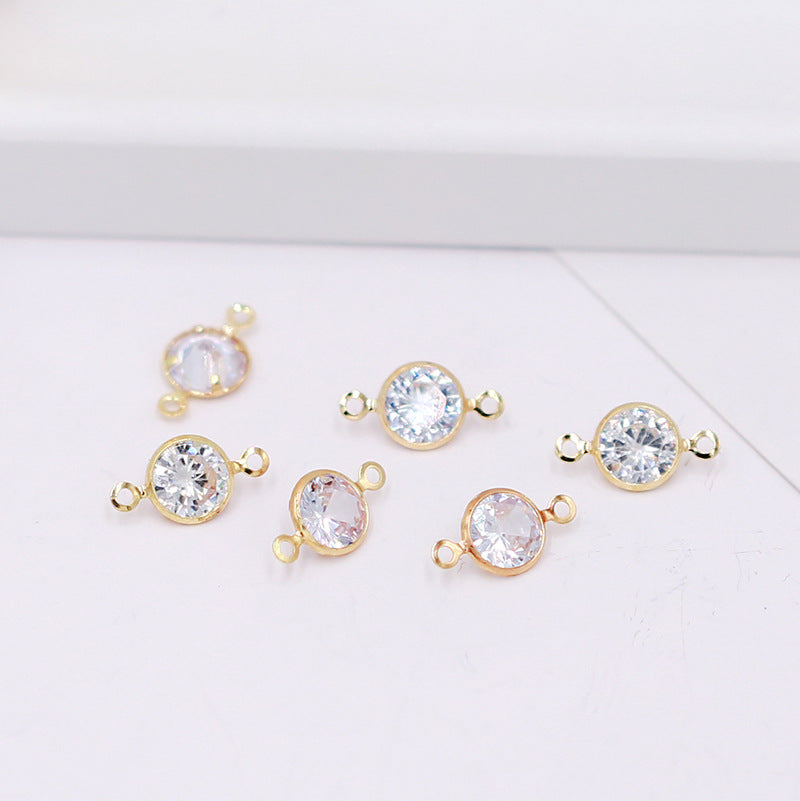Geometric Zircon Bezel Set Pendant - Gold Plated Color Retention Charm for DIY Earring Jewelry Making Accessories
