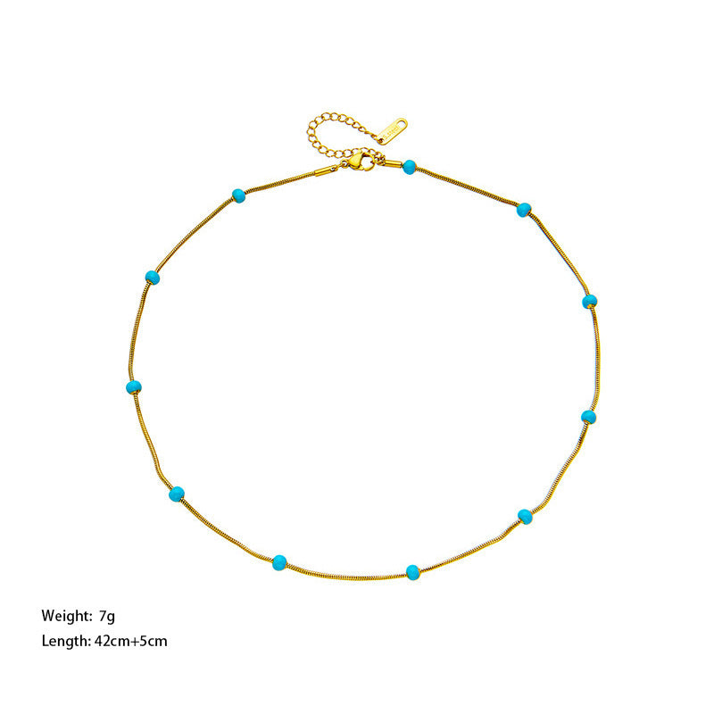 Glazed Titanium Steel Ball Drop Necklace