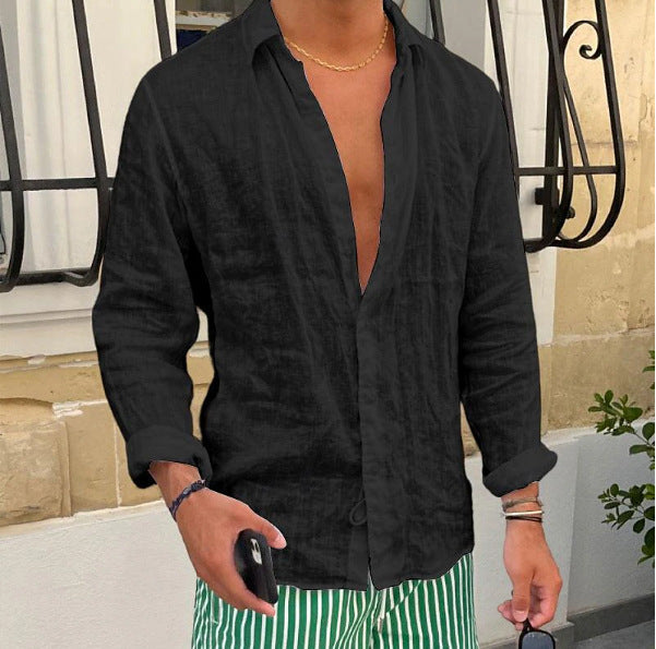 Solid-color Casual Everyday Long-sleeve Lapel Springsummer Clothing