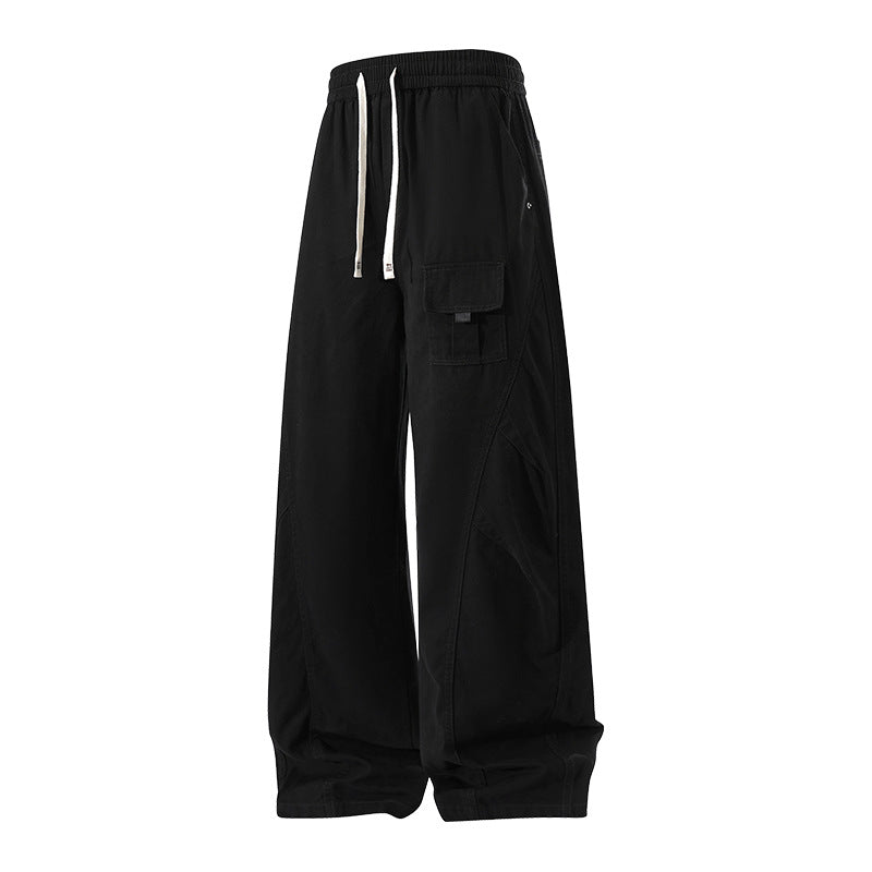 Retro American-style Patchwork High-street Loose Straight-leg Casual Pants