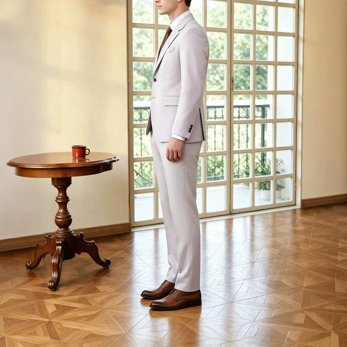Mens Solid-Color Suit Business Formal Attire Set