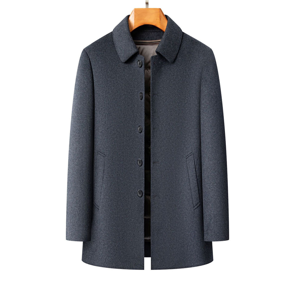 Middle-aged Men's Lapel Double-sided Woolen Coat