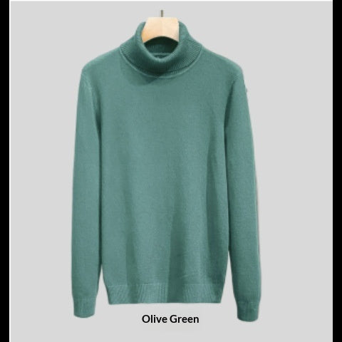 Mens Loose-fitting Warm Turtleneck Knit Sweater
