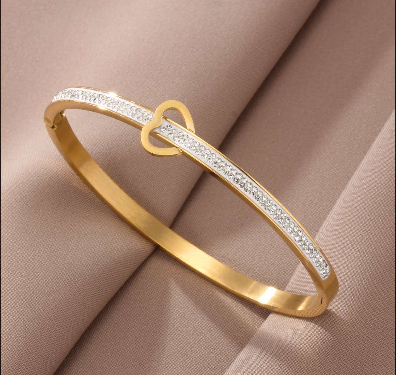 Stainless Steel Inlaid Rhinestone Buckle Bracelet