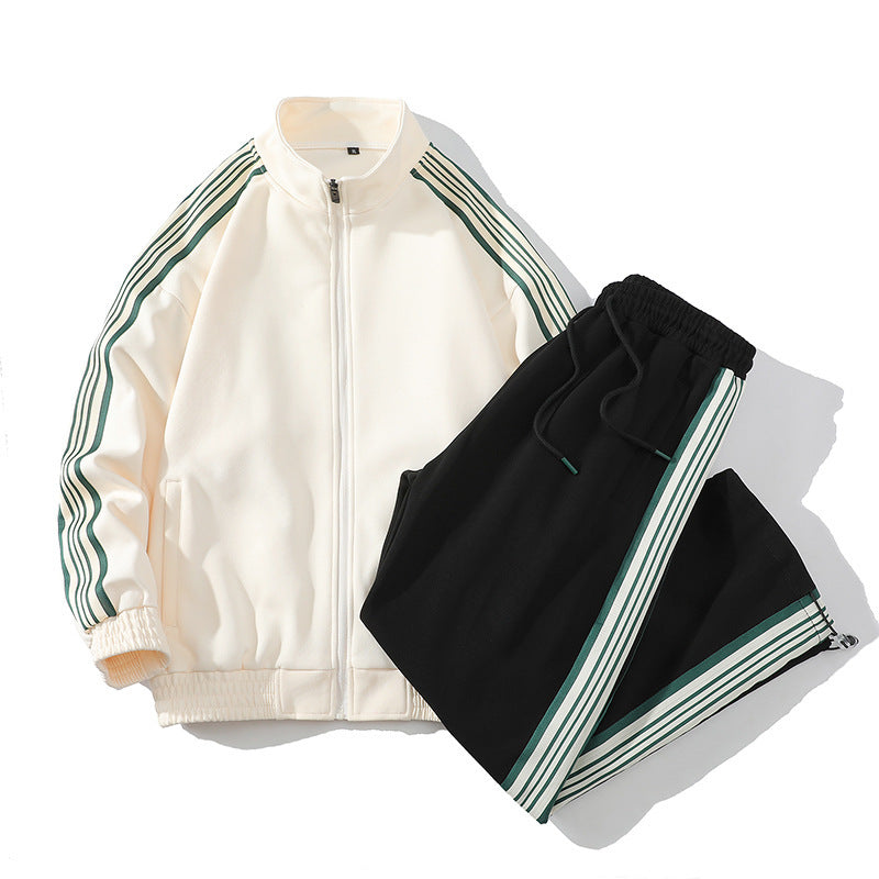 Trendy Straight Striped Sports Suit For Men
