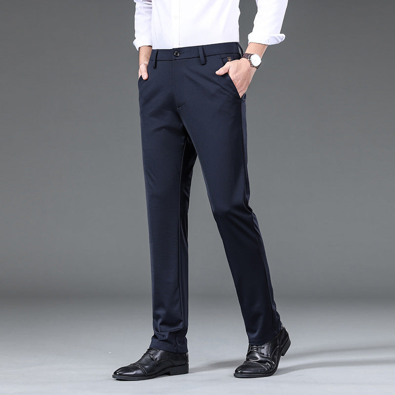 Mens Slim-fit Ice-silk Casual Pants