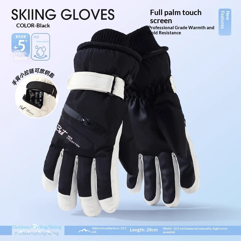 Womens Fleece-Lined Cold-Weather Five-Finger Cycling Gloves